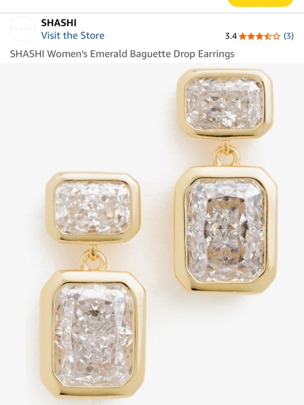 SHASHI Gold & Diamond Emerald-Cut Drop Earrings